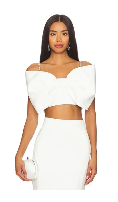 Nadine Merabi Structured Bow Top In 화이트