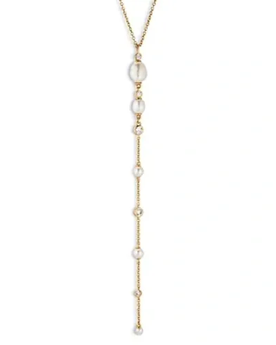 Nadri Siren Pave, Imitation & Cultured Freshwater Pearl Lariat Necklace, 16-18 In Gold/white