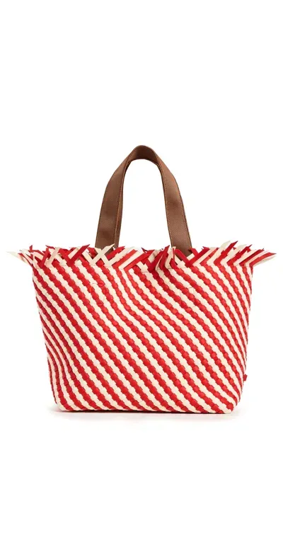 Naghedi Havana Medium Tote Striped Amalfi In Red