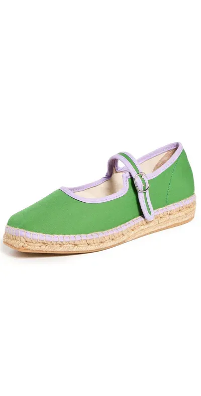 Naguisa Peonia Mary Jane Espadrilles Green-lilac