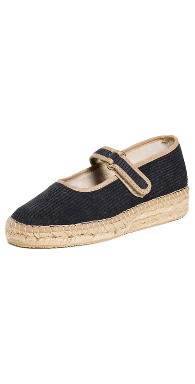 Naguisa Talo Corduroy Espadrilles Black/camel