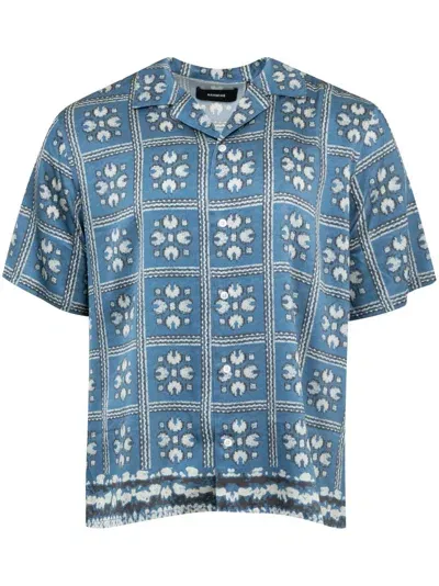 Nahmias Tile-print Silk Shirt In Blue