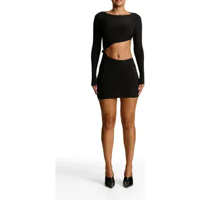 Naked Wardrobe Cutout Long Sleeve Body-con Minidress In Black