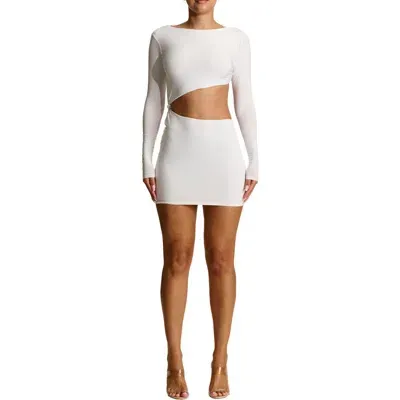 Naked Wardrobe Cutout Long Sleeve Body-con Minidress In White