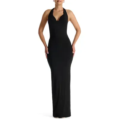 Naked Wardrobe Make 'em Halter Maxi Dress In Black