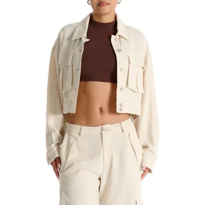 Naked Wardrobe Patch Pocket Crop Jacket In Cream