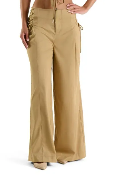 Naked Wardrobe Side Tie Wide Leg Pants In Nude