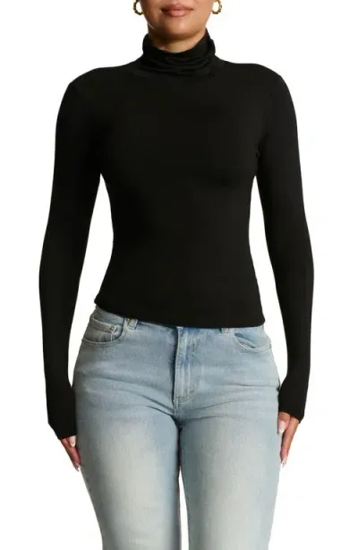 Naked Wardrobe Smooth Turtleneck Top In Black