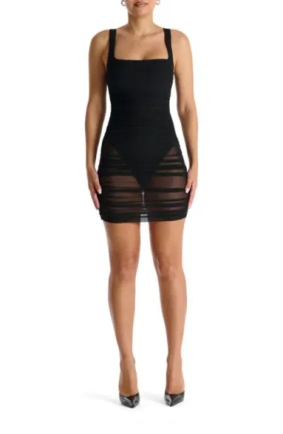 Naked Wardrobe The Meshed Up Minidress In Black