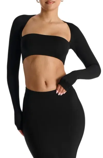 Naked Wardrobe The Nw Square Crop Top In Black