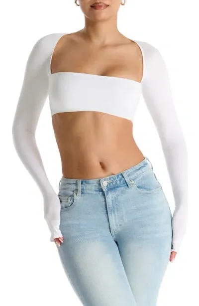 Naked Wardrobe The Nw Square Crop Top In White