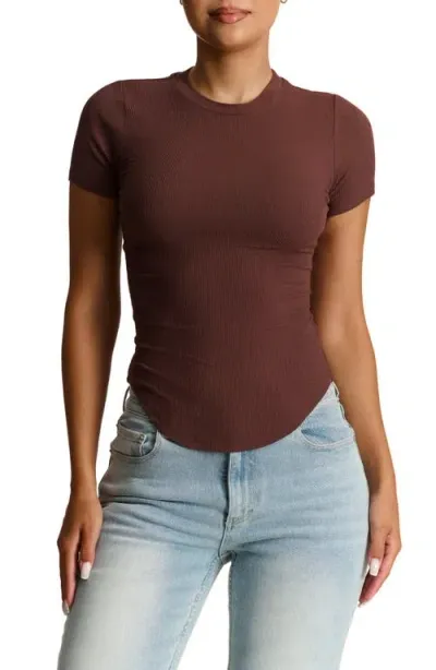 Naked Wardrobe The Rib T-shirt In Chocolate