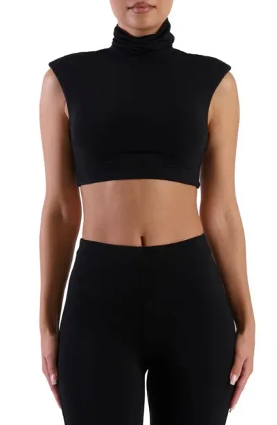 Naked Wardrobe Turtleneck Crop Tank In Black