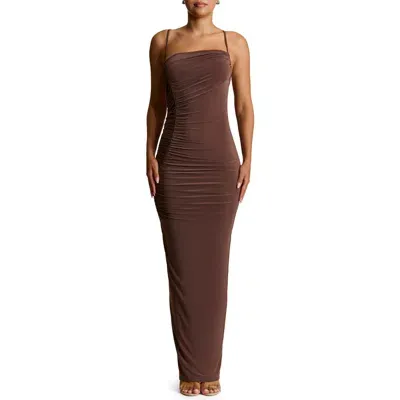 Naked Wardrobe X Is Back Maxi Dress In Chocolate