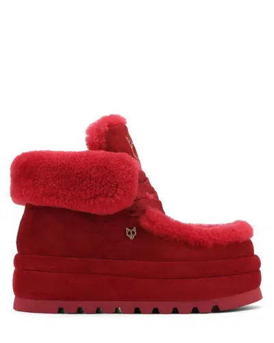 Naked Wolfe Bambi Burgundy Suede/shearling In Burgundy-suede/shearling