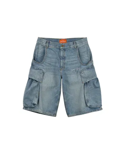 Naked Wolfe Man Denim Cargo Shorts Light Blue