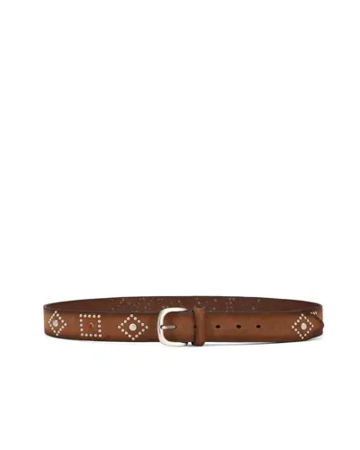 Naked Wolfe Man Western Belt Tobacco Suede In Brown