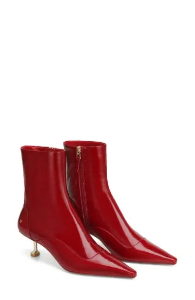 Naked Wolfe Tempting Pointed Toe Bootie In Red-crinkle Patent Leather