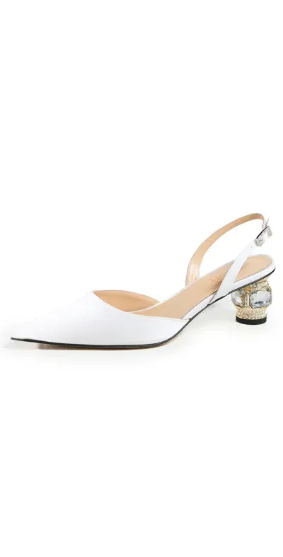 Nalebe 50mm Aurum Satin Slingbacks White