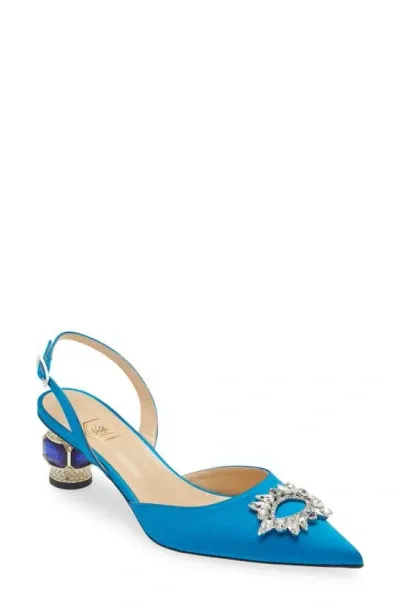 Nalebe Aurum Embellished Slingback Pointed Toe Pump In Light Blue