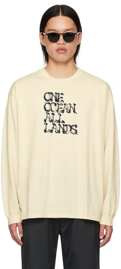 Nanamica Beige 'ooal' Long Sleeve T-shirt In Ec Ecru