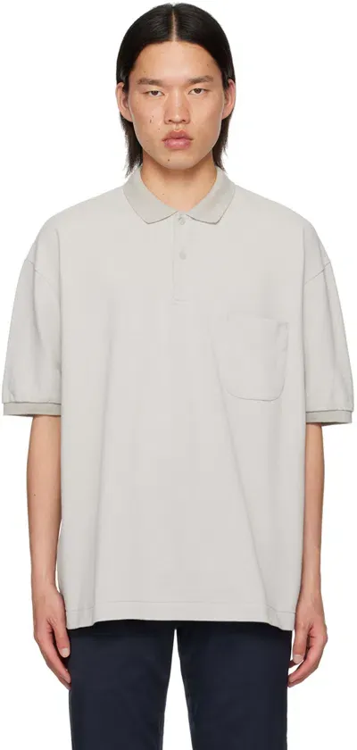 Nanamica Gray Press-stud Polo In Lh Light Gray