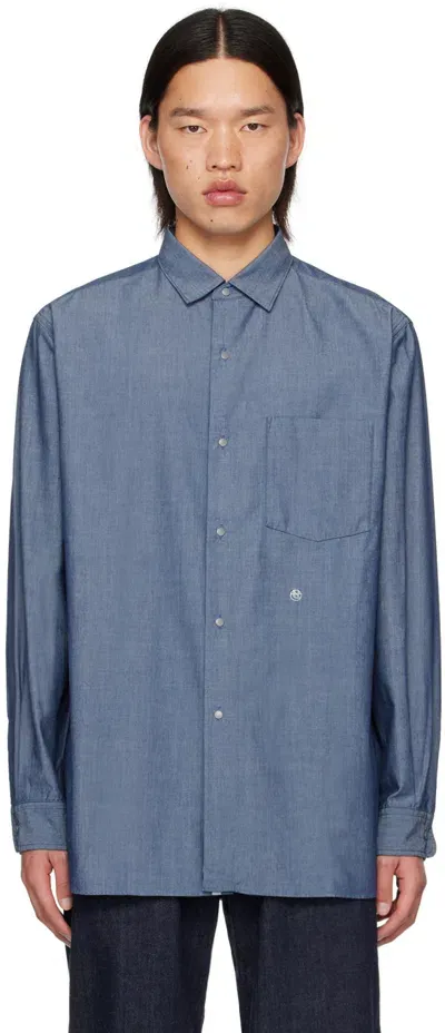 Nanamica Indigo Spread Collar Shirt In Id Indigo