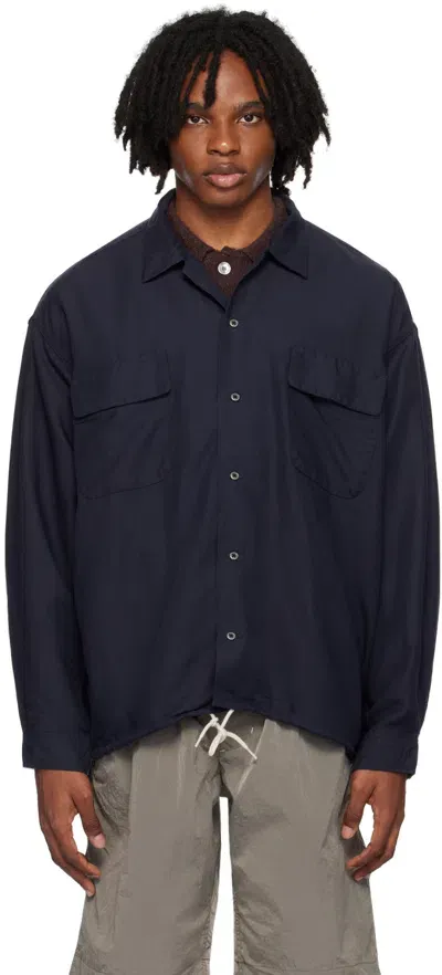 Nanamica Navy Open Collar Shirt In N Navy