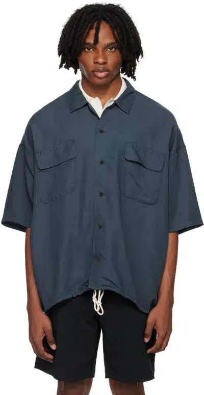 Nanamica Navy Open Collar Shirt In N Navy