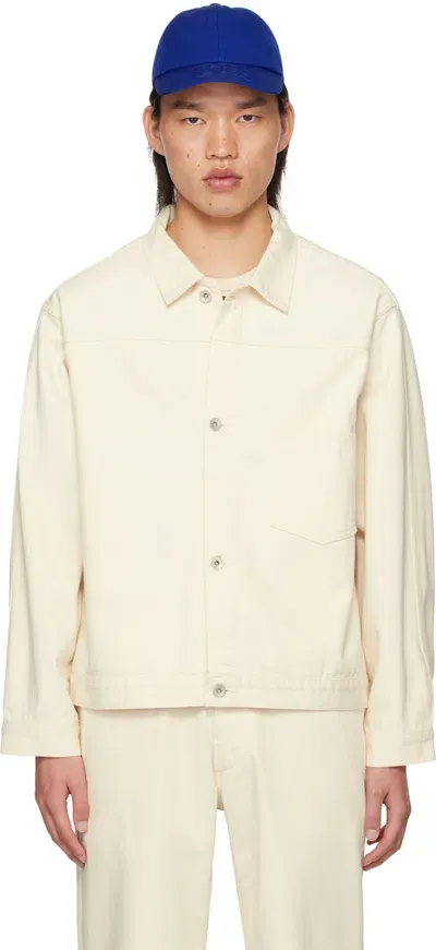 Nanamica Off-white Cropped Denim Jacket In Neutrals