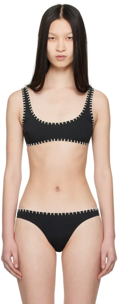 Nanushka Black Malti Bikini Top In Black/creme