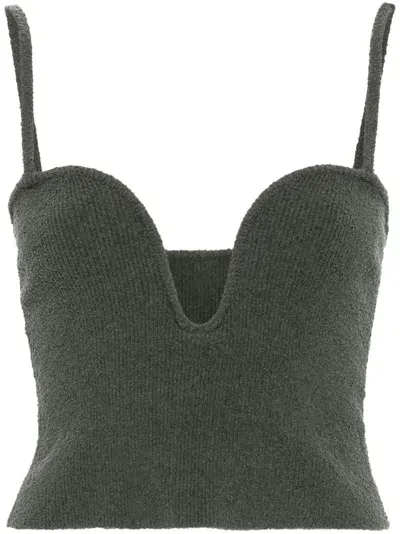 Nanushka Bouclé Cropped Tank Top In Grün