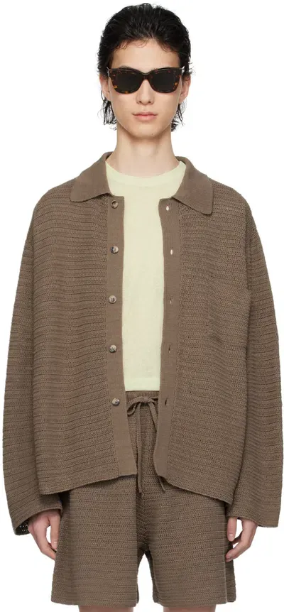 Nanushka Brown Nicolas Cardigan In Fossil Brown