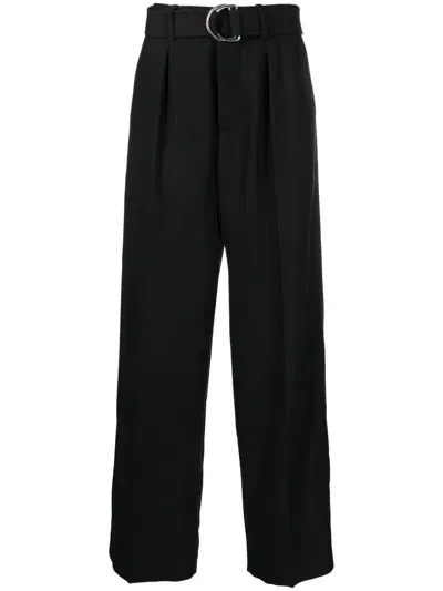 Nanushka Caius Belted Twill Trousers In Black