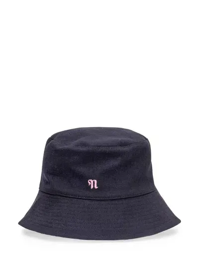 Nanushka Caran Logo Embroidered Bucket Hat In Blue