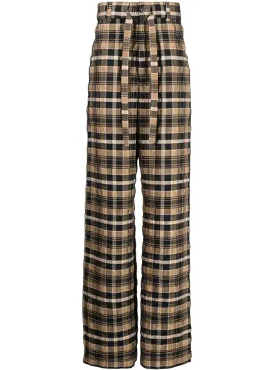 Nanushka Check-print Straight-leg Trousers In Brown