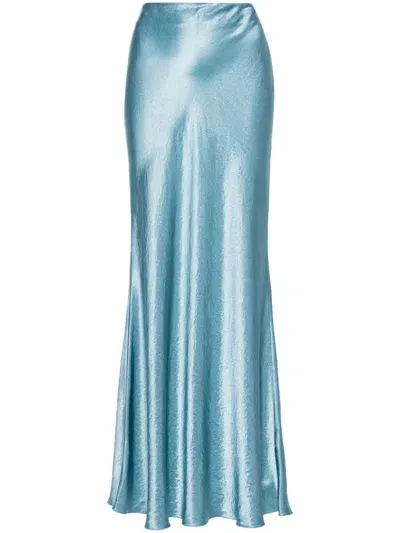 Nanushka Crinkled-finish Fluted Maxi Skirt In Hellblau