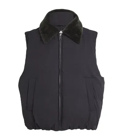 Nanushka Cropped Gilet With Faux Fur Collar In Black