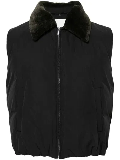 Nanushka Faux Fur-collar Puffer Gilet In Black