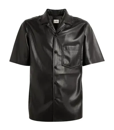 Nanushka Faux Leather Shirt In Black