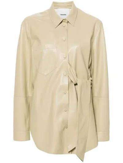 Nanushka Ileka Faux-leather Shirt In Neutrals