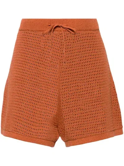 Nanushka Jael Crochet Shorts In Red