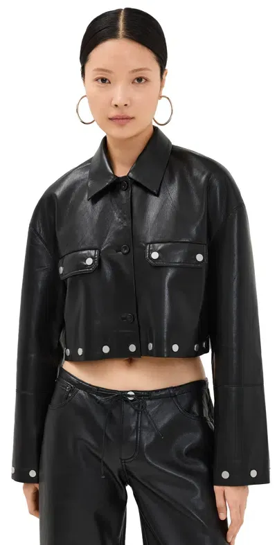 Nanushka Kassie Cropped Alt-leather Jacket In Black