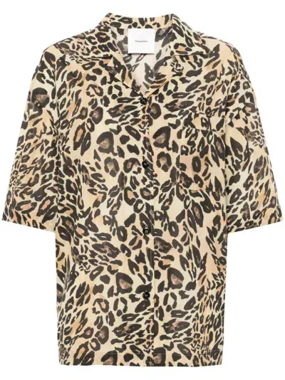 Nanushka Leopard-print Cotton Shirt In Black