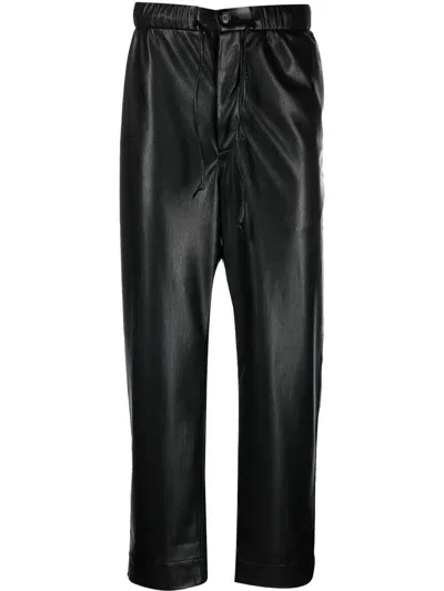 Nanushka Leather-look Straight-leg Trousers In Black