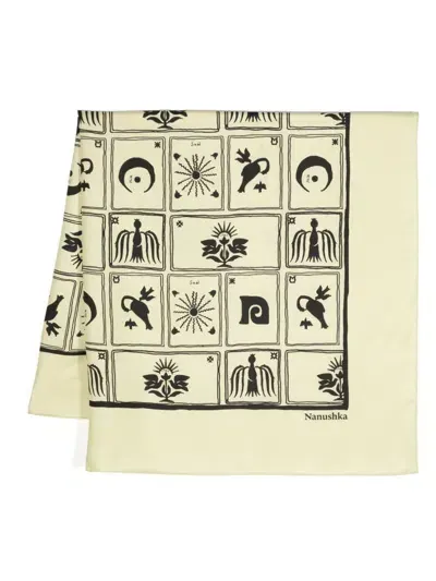 Nanushka Miani Folk Art-print Scarf In Yellow