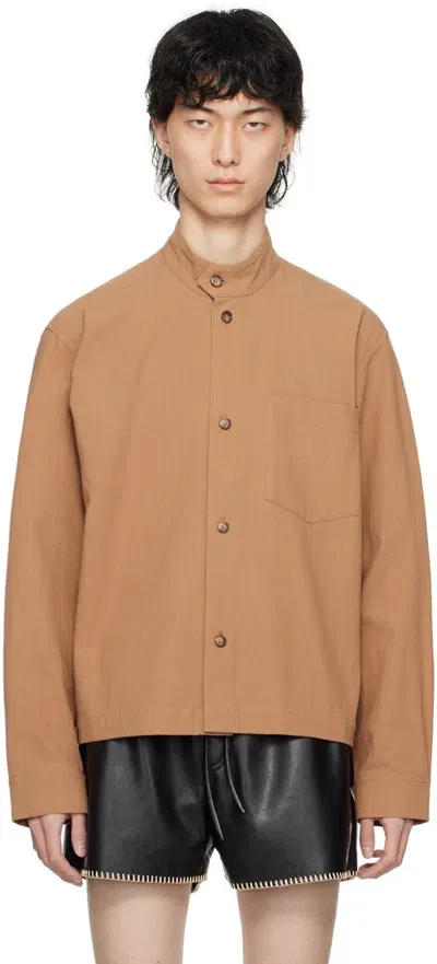 Nanushka Orange Abbas Shirt In Brown