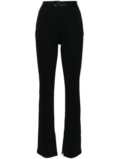 Nanushka Slim-leg Fine-ribbed Trousers In Black