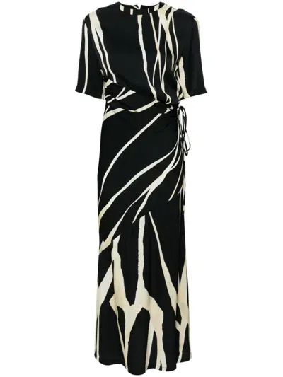 Nanushka Striped Crepe Midi Dress In Black