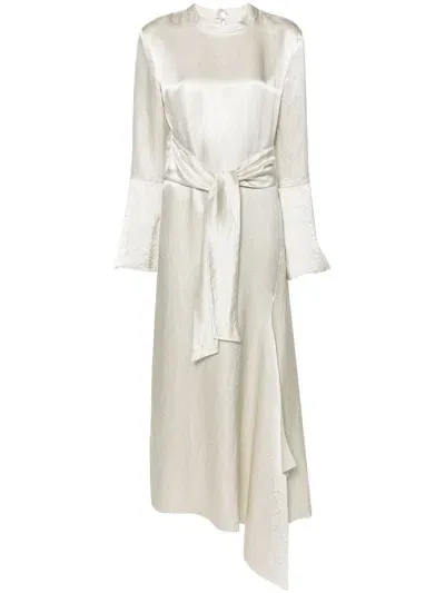 Nanushka Tied Satin Maxi Dress In Neutrals